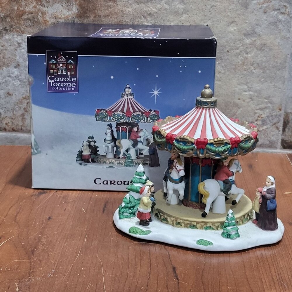 Christmas Carousel Horse Carole Towne Collection 2001 Christmas Village
